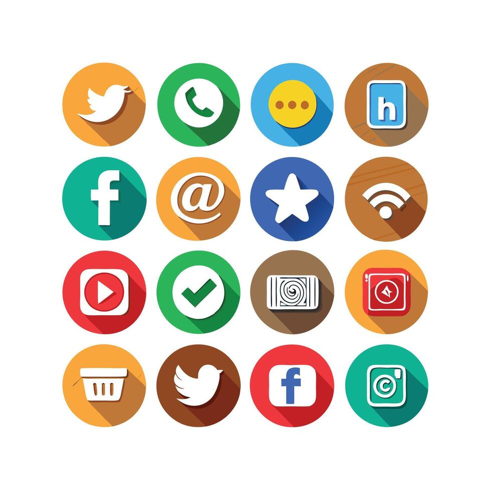 Social Media Icon Set Collection for websites and mobile applications. vector