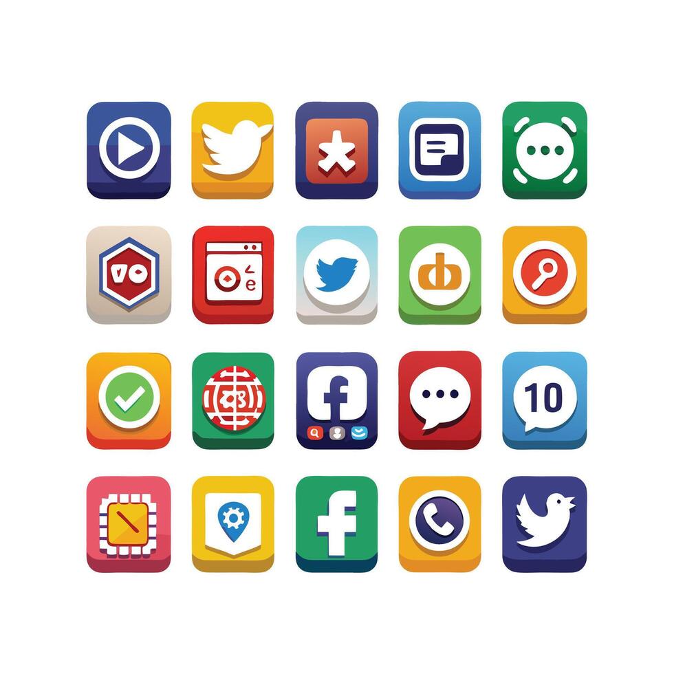 Social Media Icon Set Collection for websites and mobile applications. vector