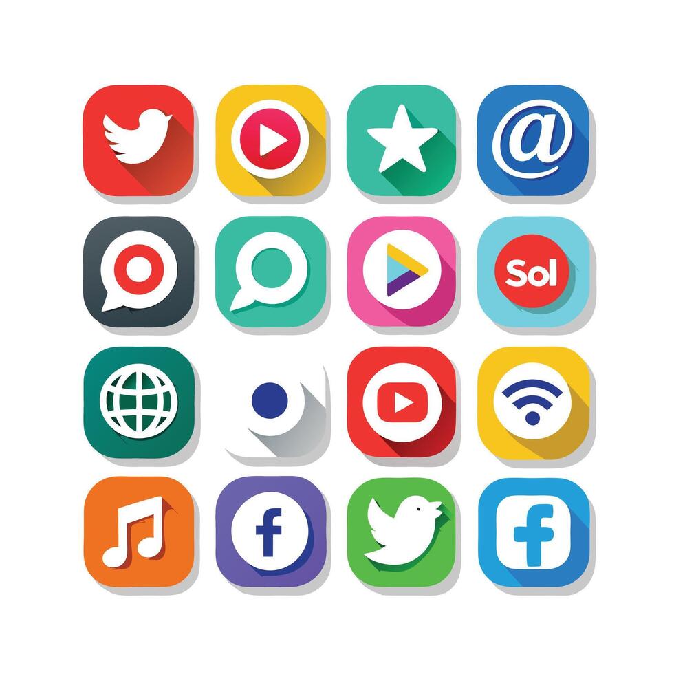 Social Media Icon Set Collection for websites and mobile applications. vector