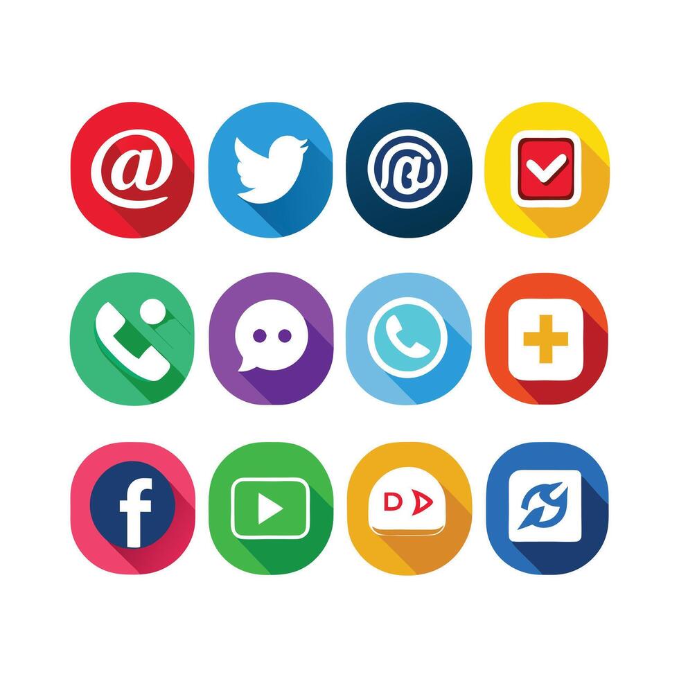 Social Media Icon Set Collection for websites and mobile applications. vector