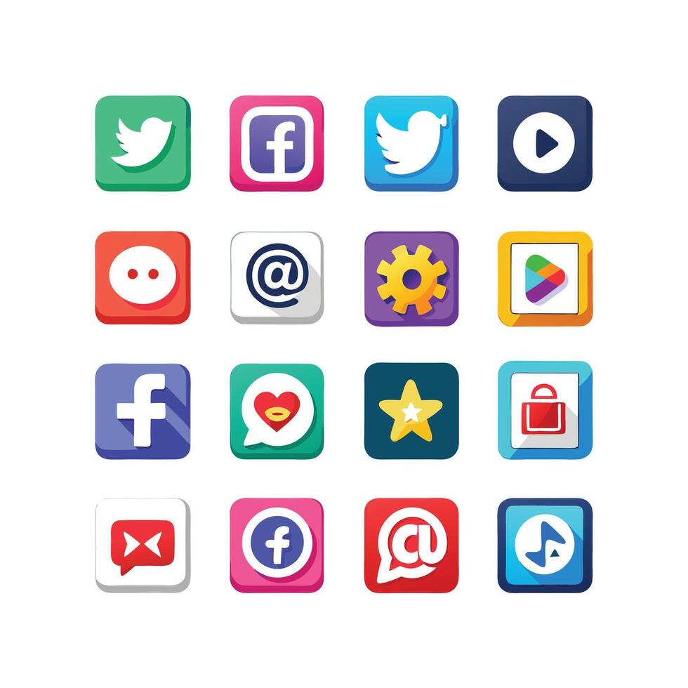 Social Media Icon Set Collection for websites and mobile applications. vector
