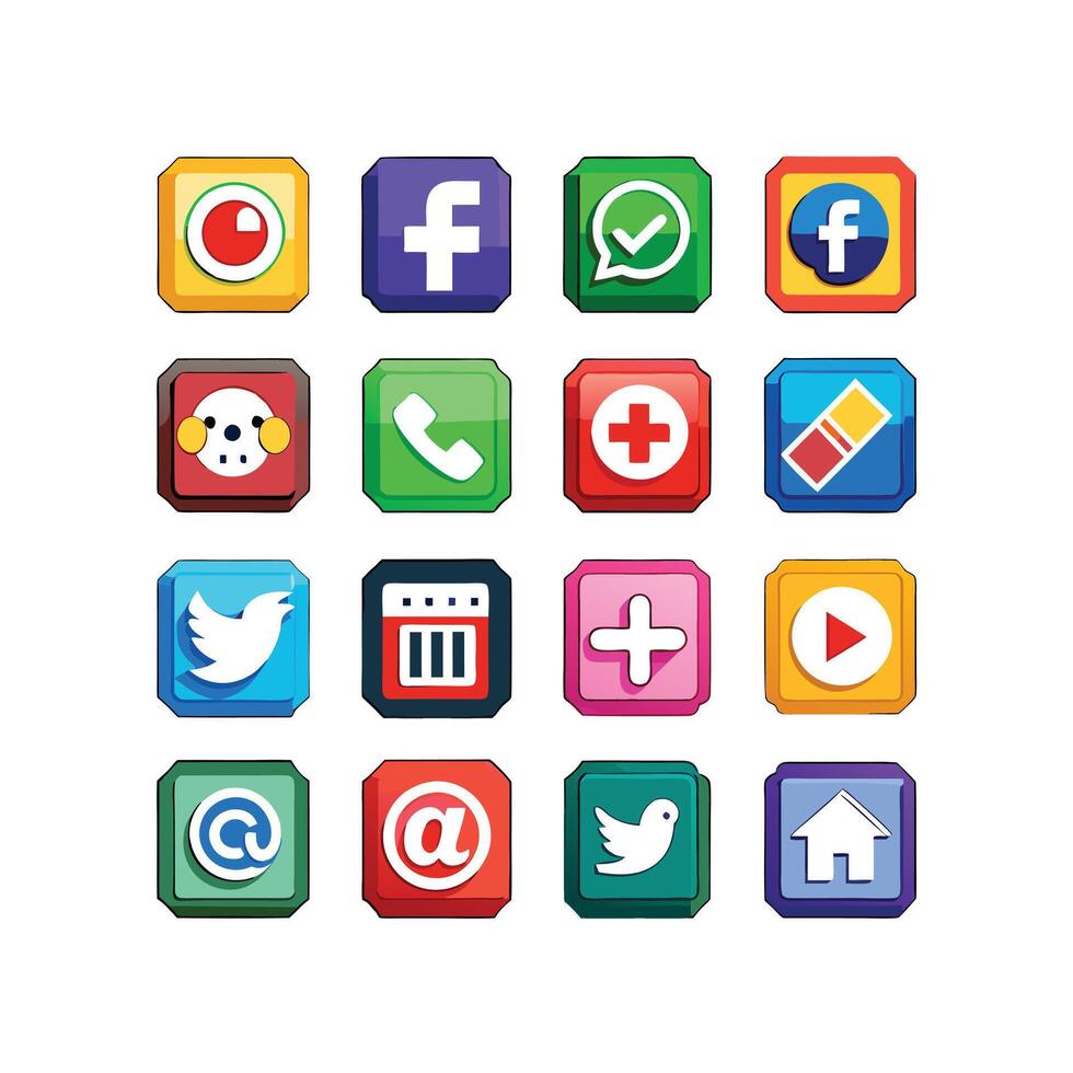 Social Media Icon Set Collection for websites and mobile applications. vector