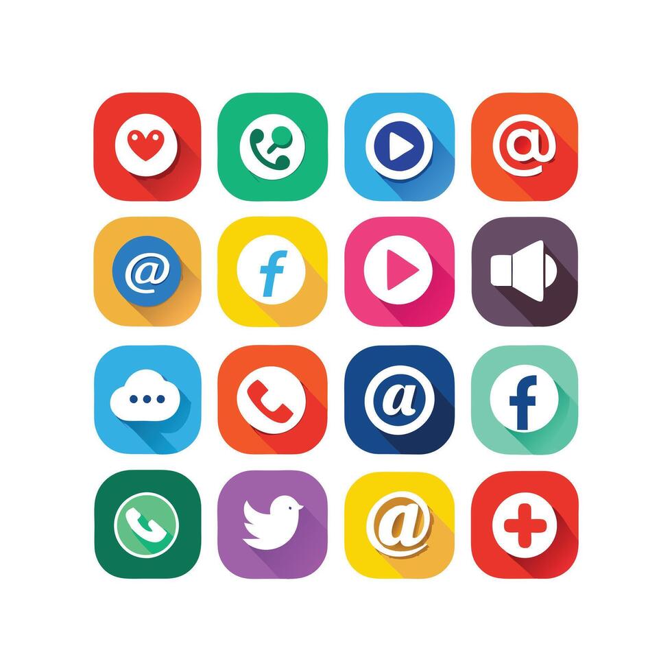 Social Media Icon Set Collection for websites and mobile applications. vector