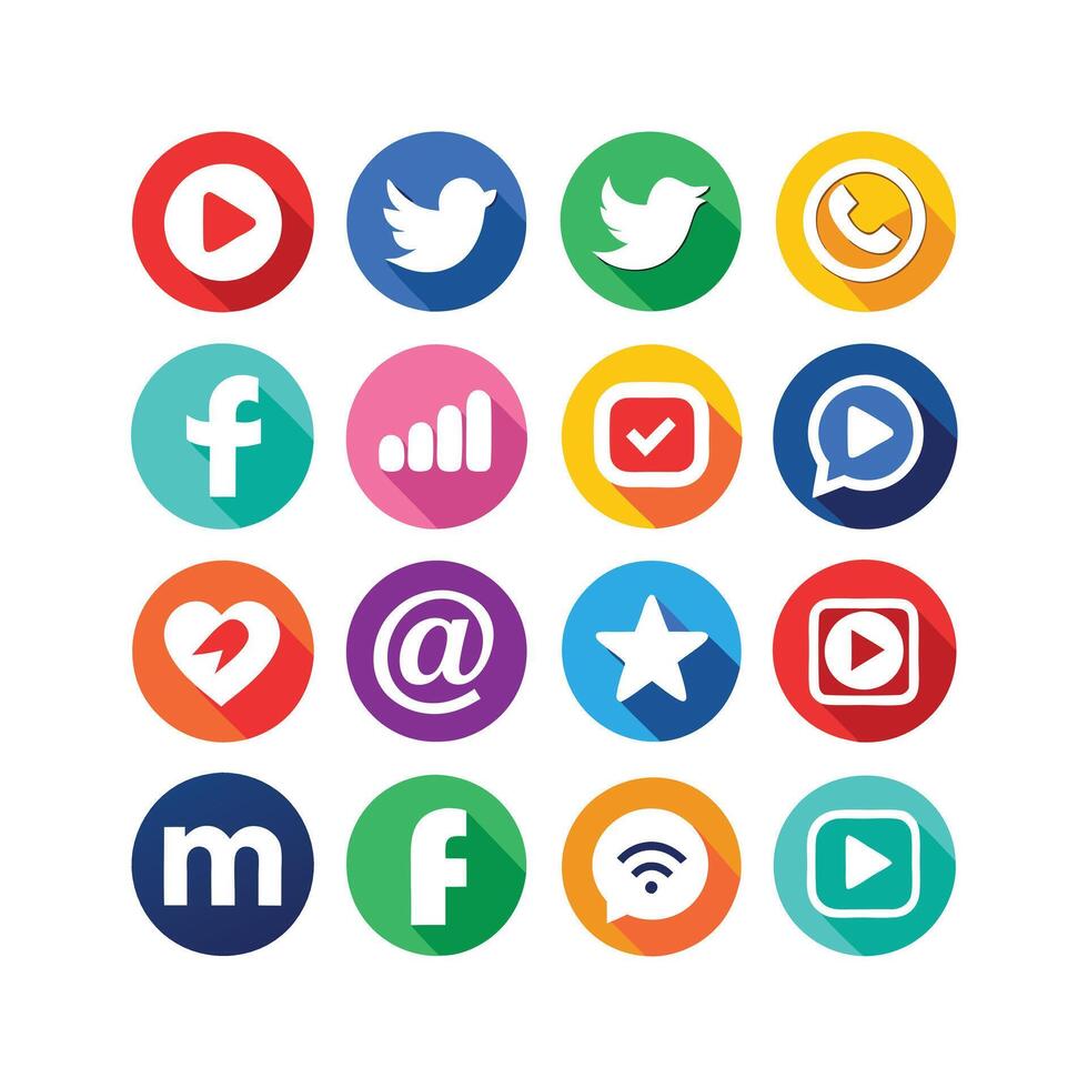 Social Media Icon Set Collection for websites and mobile applications. vector