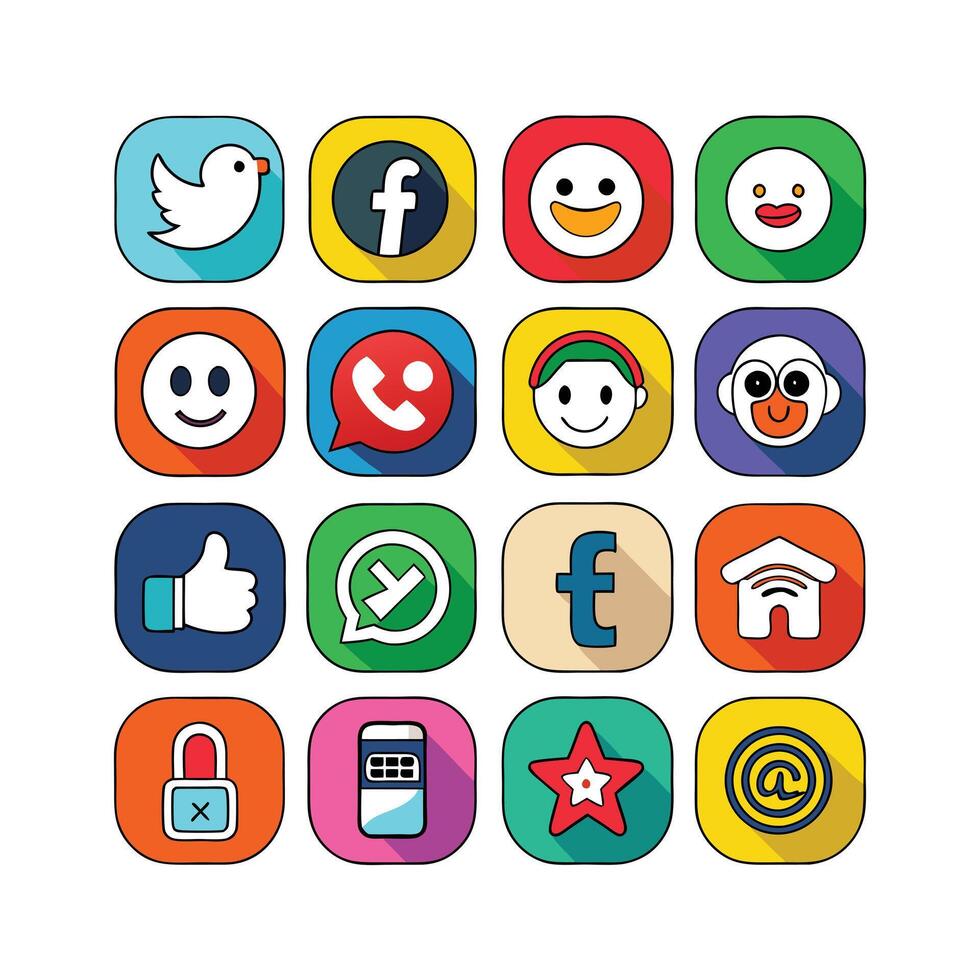 Social Media Icon Set Collection for websites and mobile applications. vector