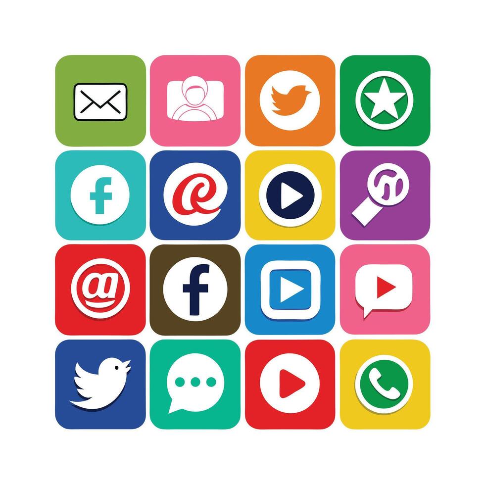 Social Media Icon Set Collection for websites and mobile applications. vector