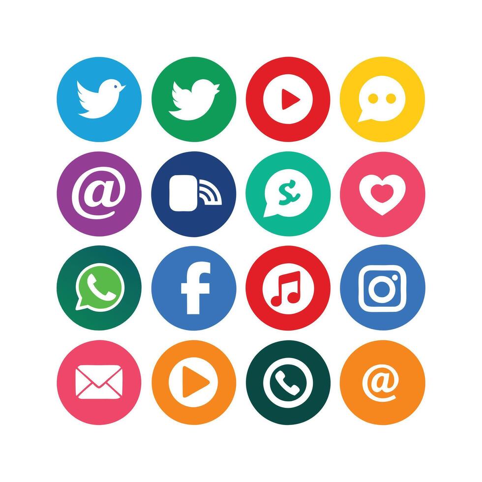 Social Media Icon Set Collection for websites and mobile applications. vector