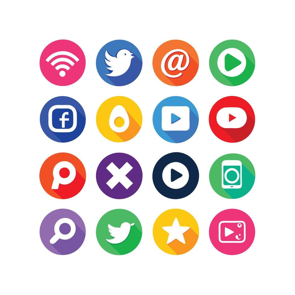 Social Media Icon Set Collection for websites and mobile applications. vector