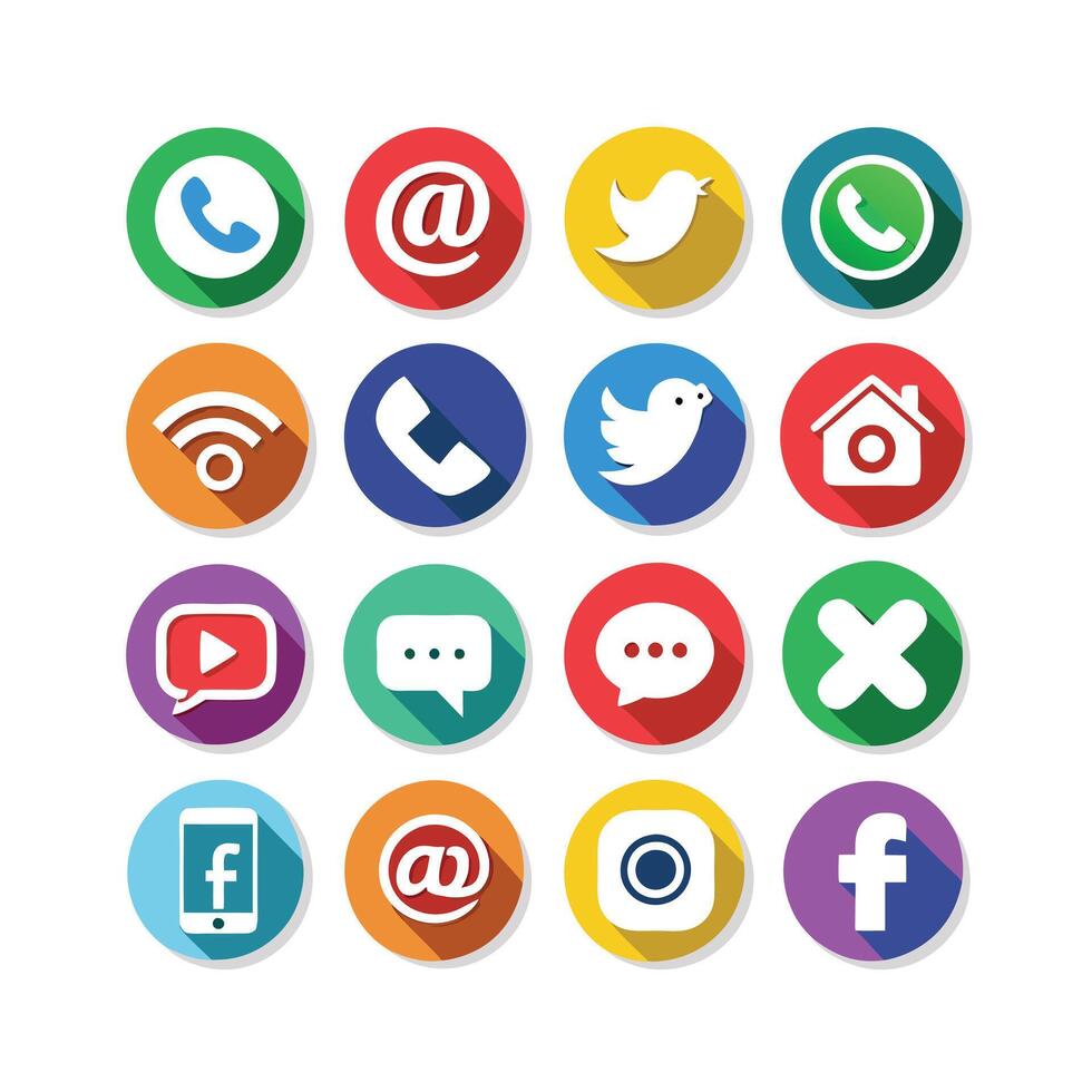 Social Media Icon Set Collection for websites and mobile applications. vector