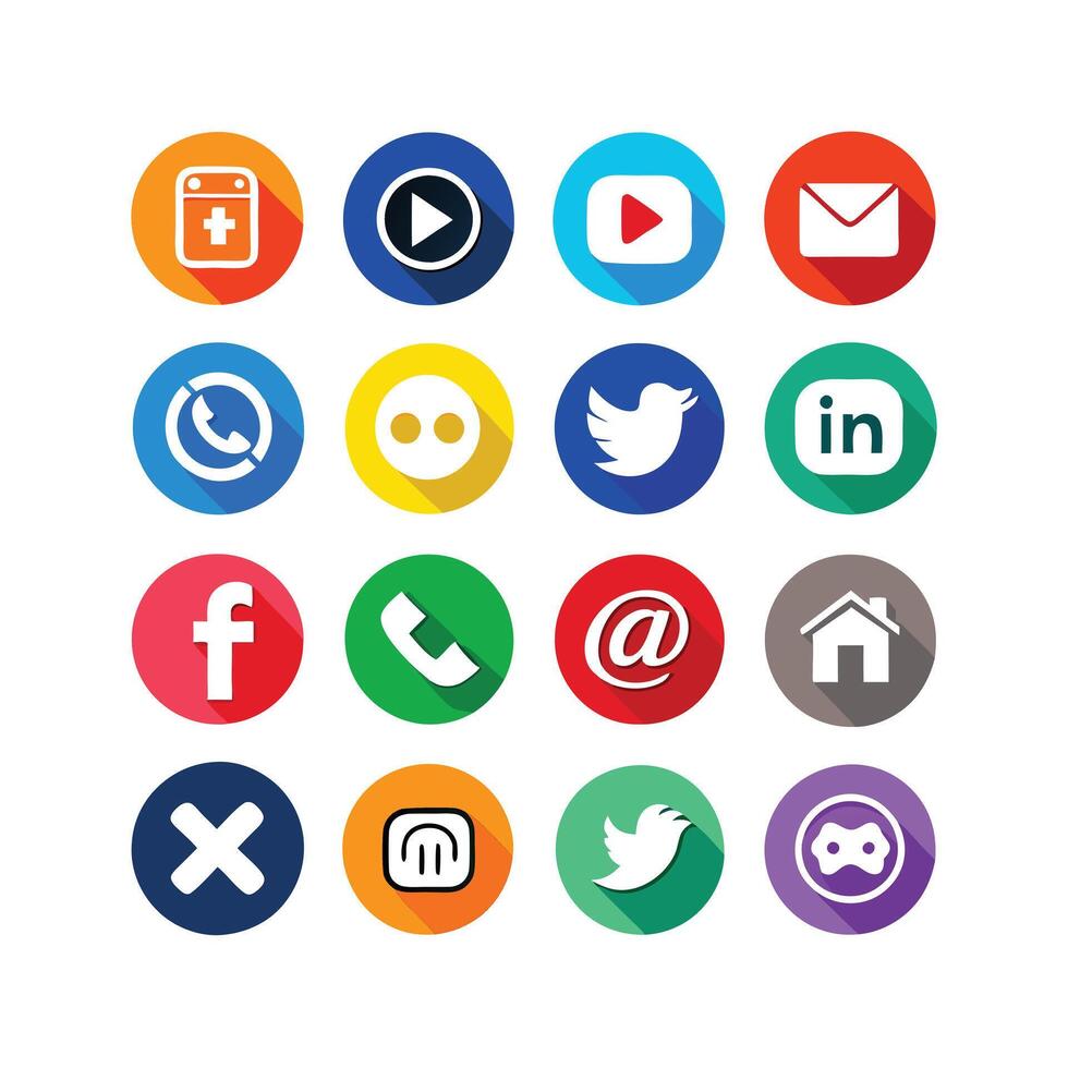 Social Media Icon Set Collection for websites and mobile applications. vector