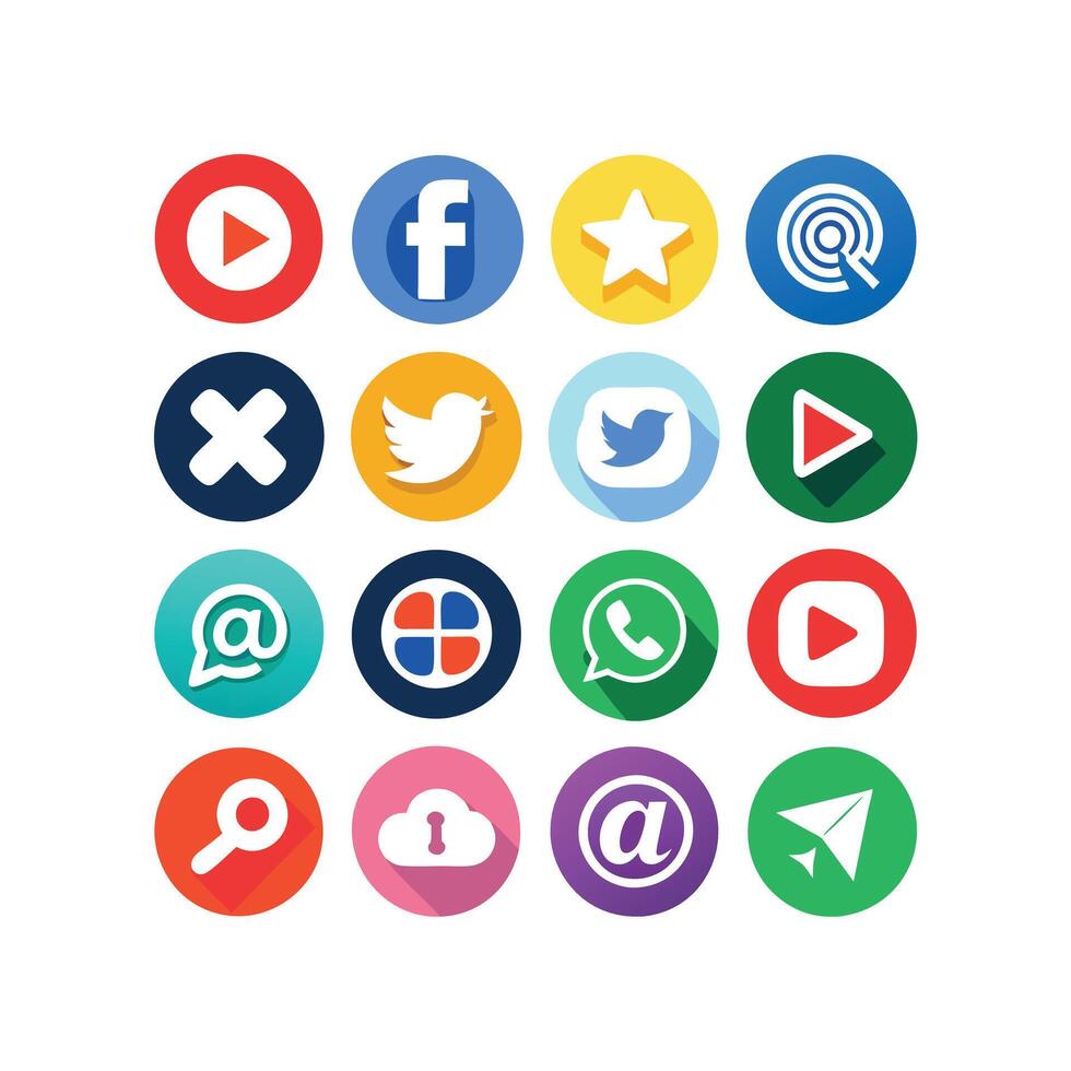 Social Media Icon Set Collection for websites and mobile applications. vector