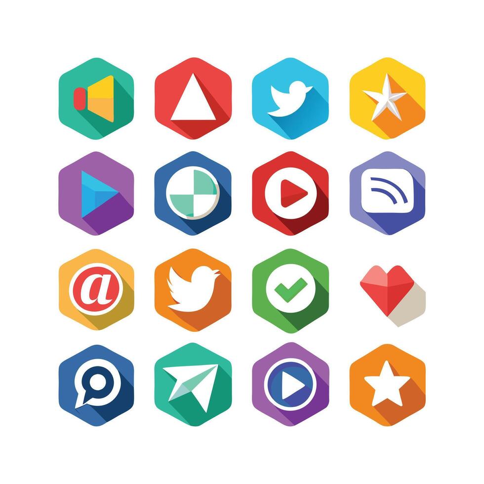 Social Media Icon Set Collection for websites and mobile applications. vector