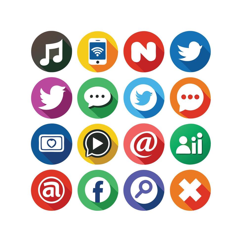 Social Media Icon Set Collection for websites and mobile applications. vector