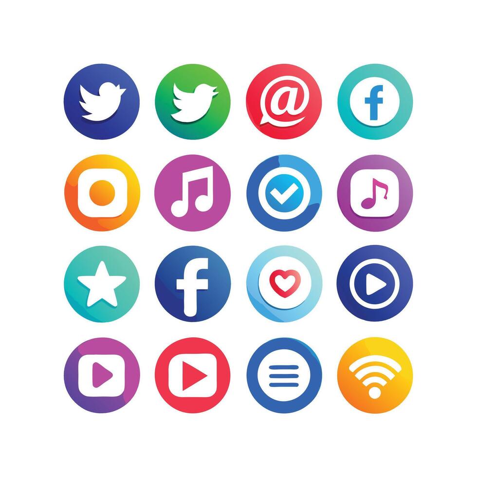 Social Media Icon Set Collection for websites and mobile applications. vector