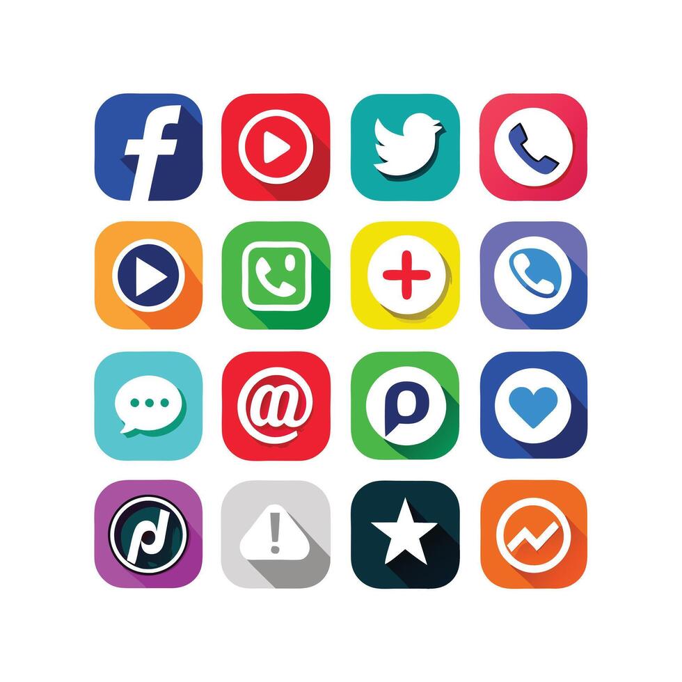 Social Media Icon Set Collection for websites and mobile applications. vector