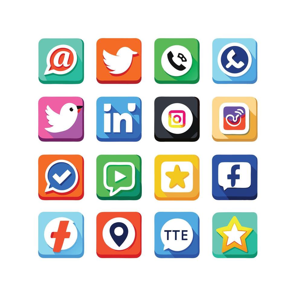 Social Media Icon Set Collection for websites and mobile applications. vector