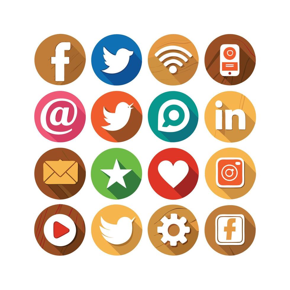 Social Media Icon Set Collection for websites and mobile applications. vector