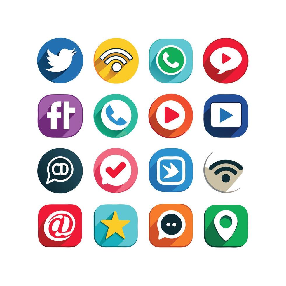 Social Media Icon Set Collection for websites and mobile applications. vector
