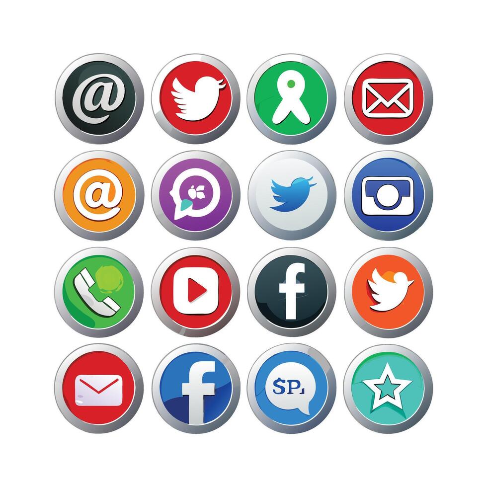 Social Media Icon Set Collection for websites and mobile applications. vector