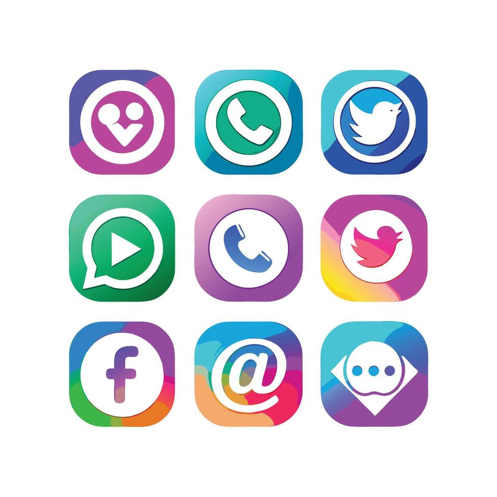 Social Media Icon Set Collection for websites and mobile applications. vector