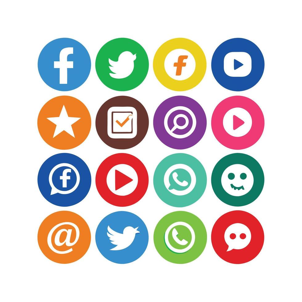 Social Media Icon Set Collection for websites and mobile applications. vector