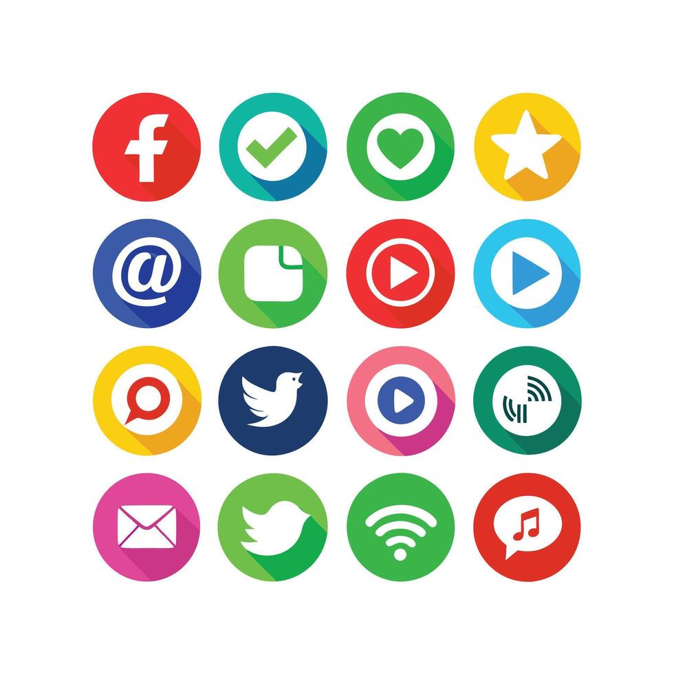 Social Media Icon Set Collection for websites and mobile applications. vector
