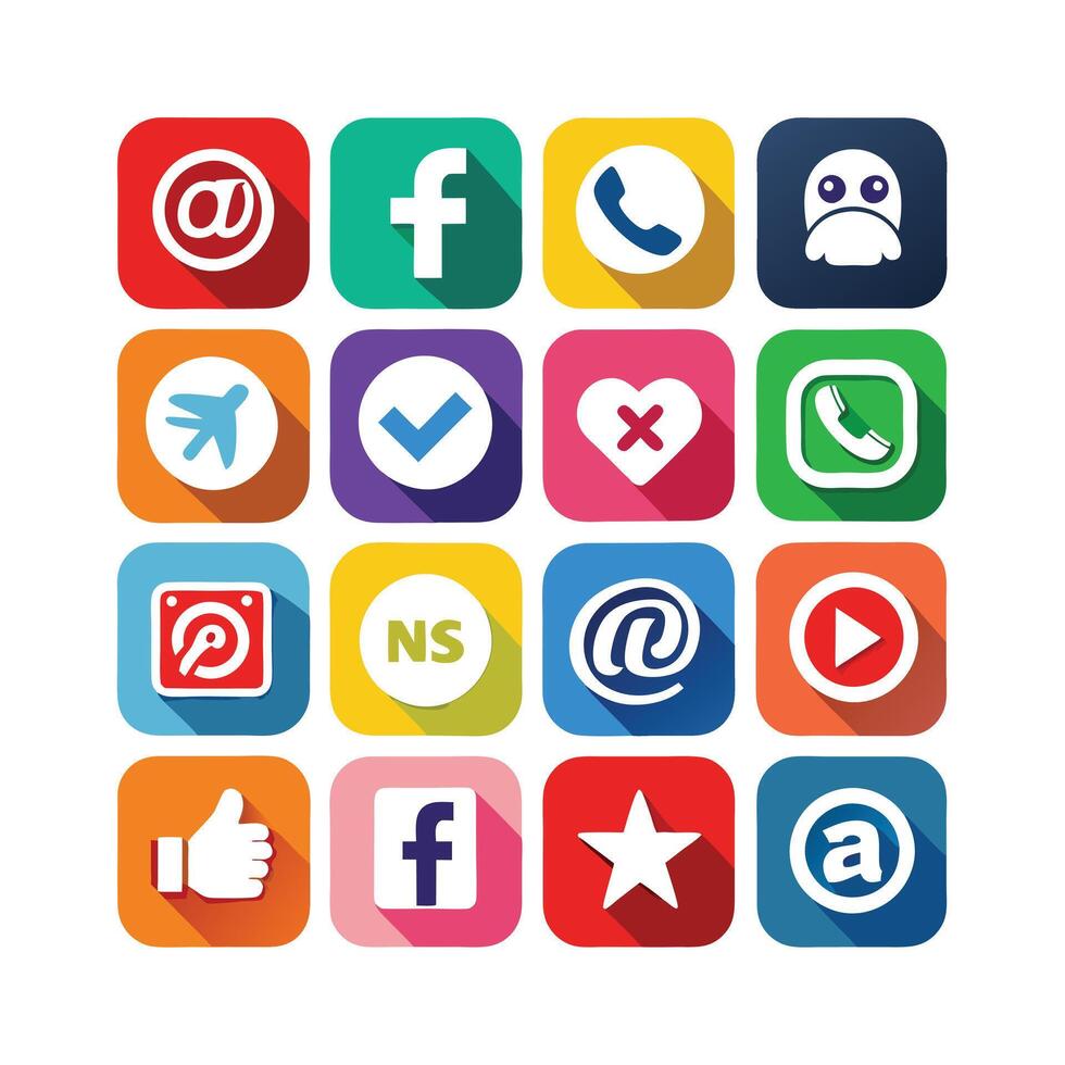 Social Media Icon Set Collection for websites and mobile applications. vector