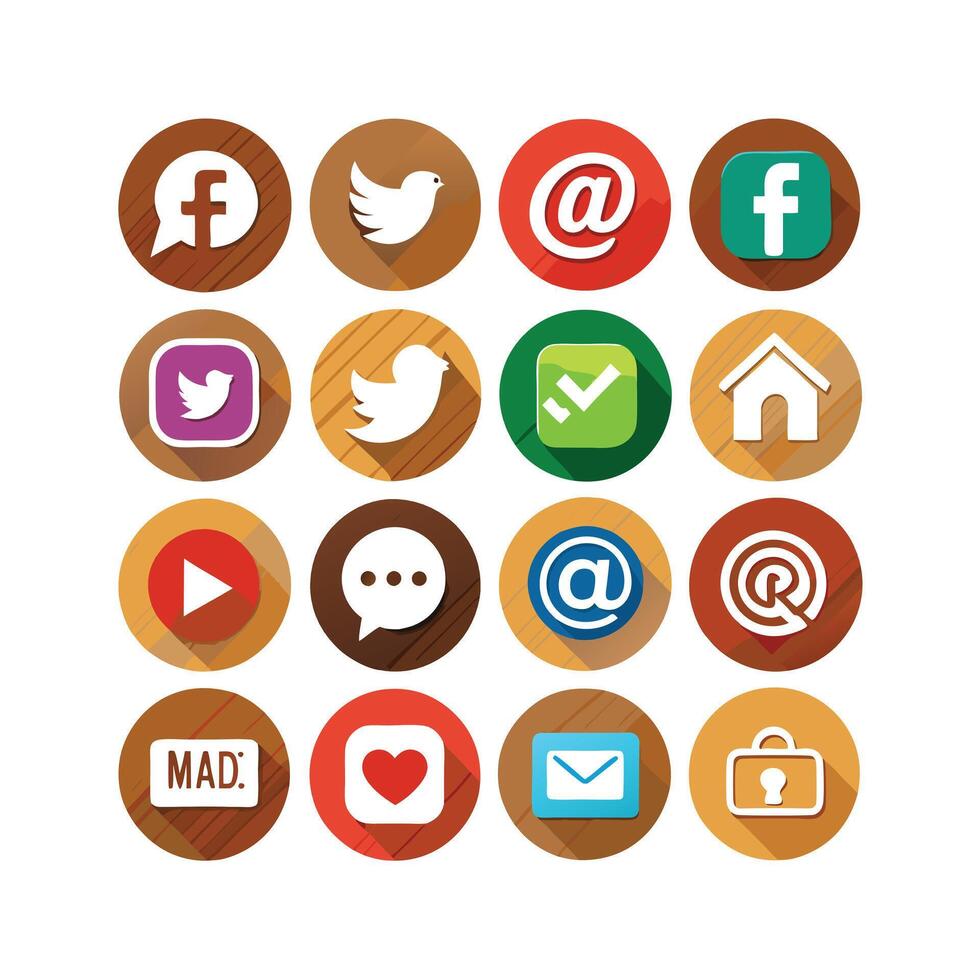 Social Media Icon Set Collection for websites and mobile applications. vector