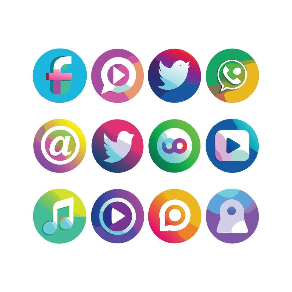 Social Media Icon Set Collection for websites and mobile applications. vector