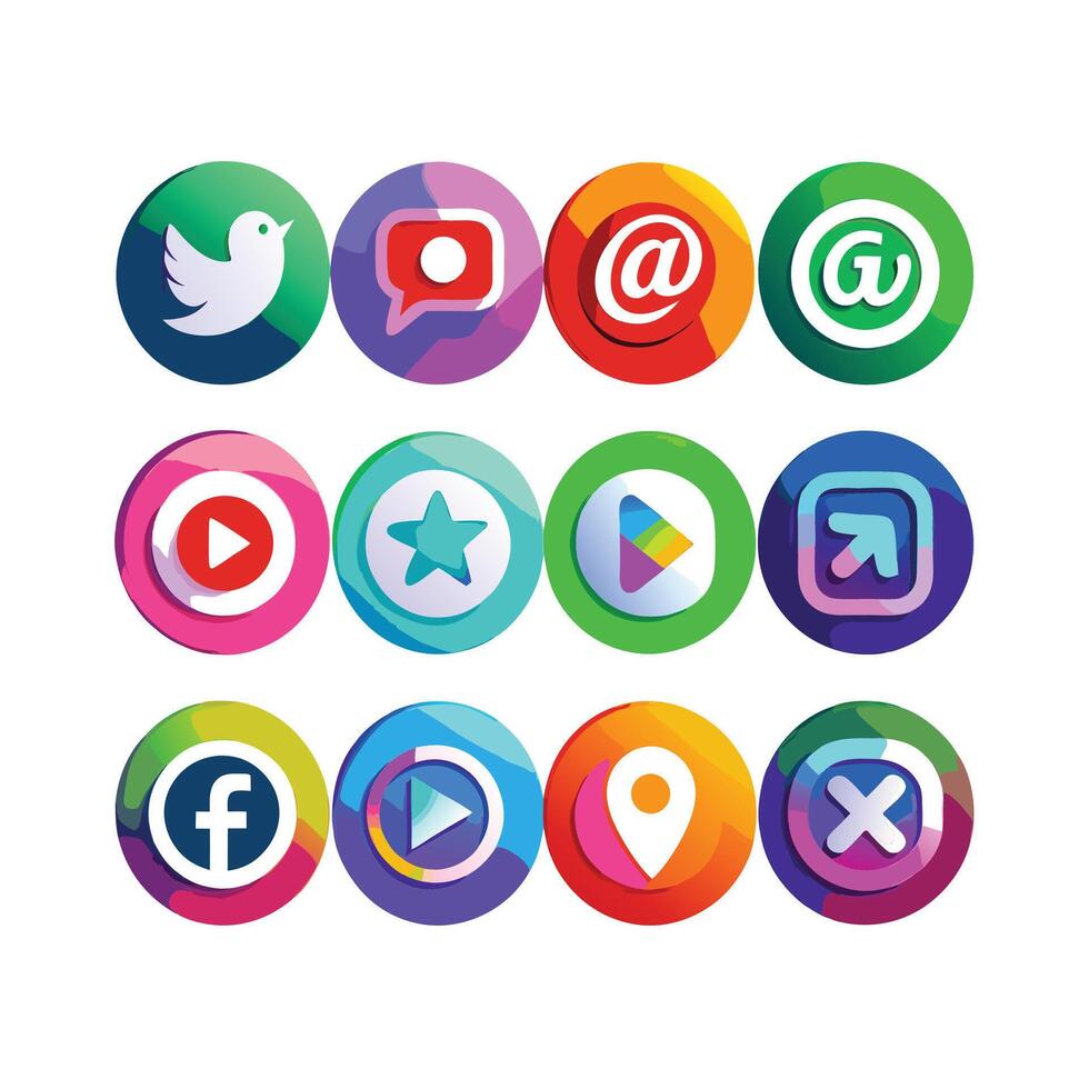 Social Media Icon Set Collection for websites and mobile applications. vector