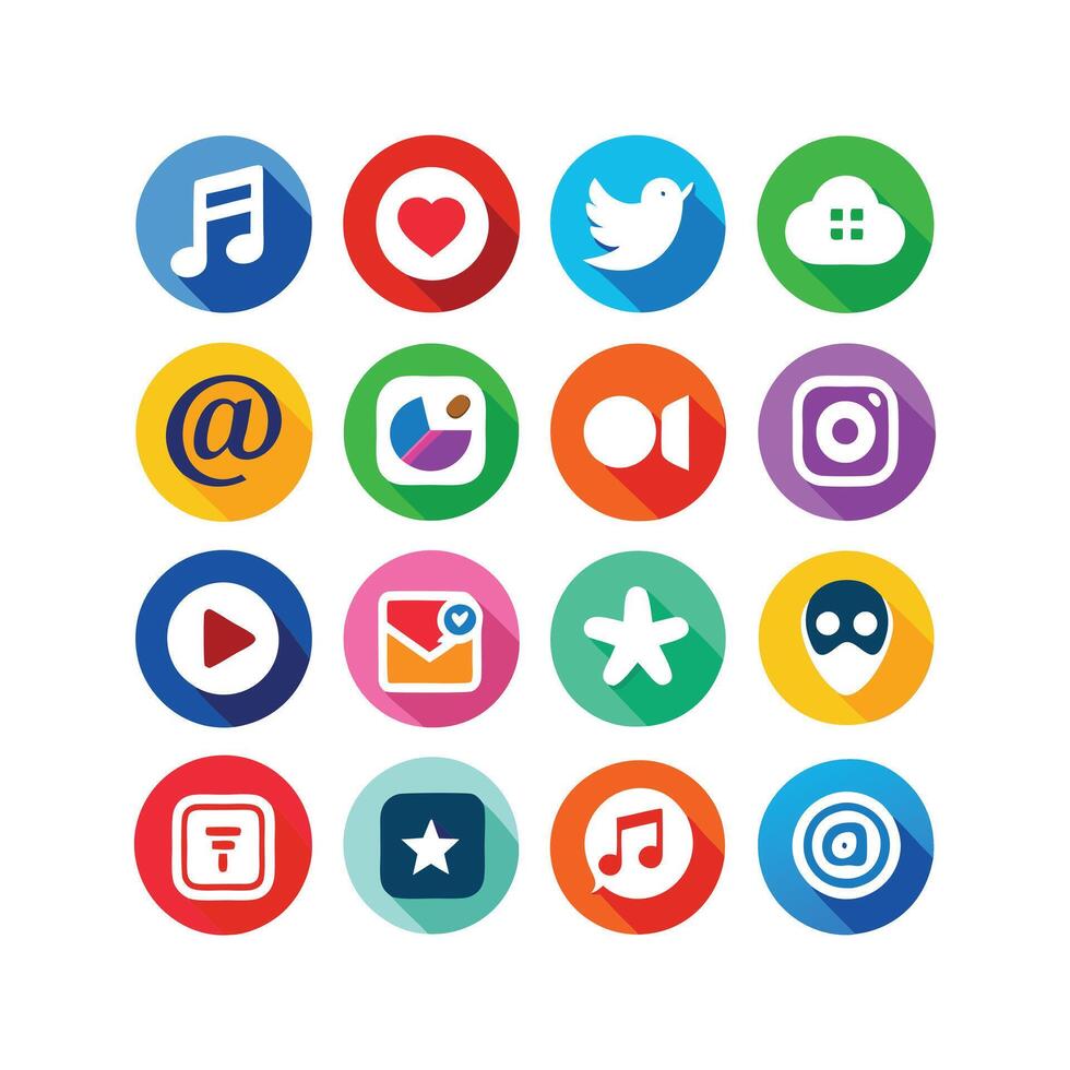 Social Media Icon Set Collection for websites and mobile applications. vector
