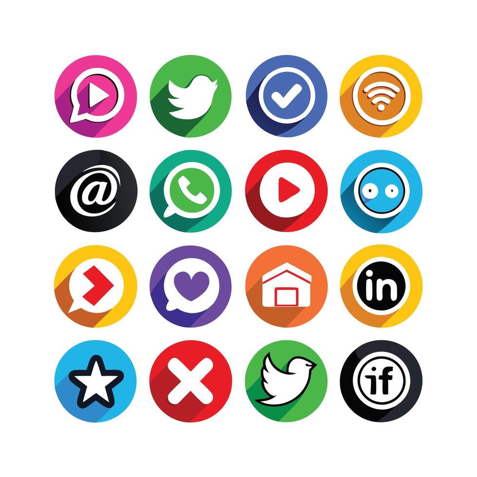 Social Media Icon Set Collection for websites and mobile applications. vector
