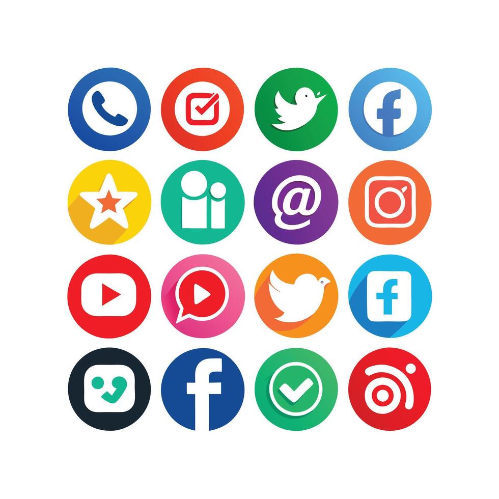 Social Media Icon Set Collection for websites and mobile applications. vector
