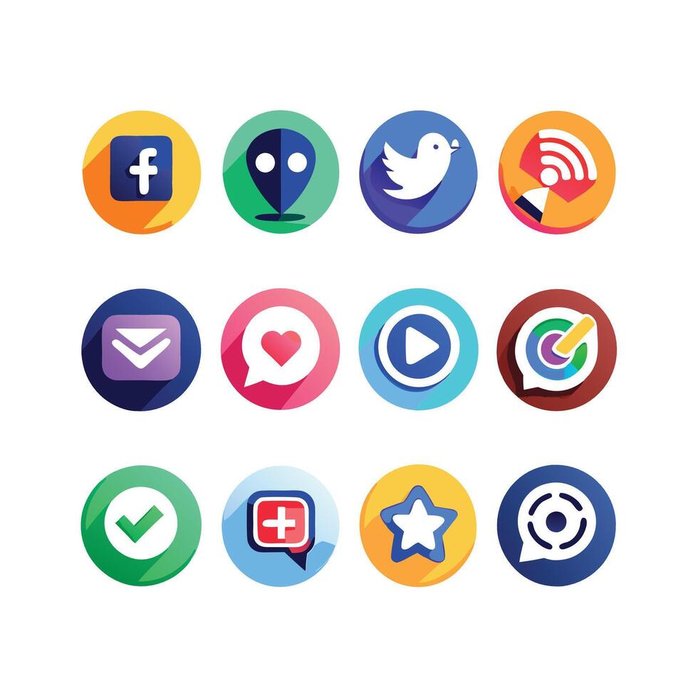 Social Media Icon Set Collection for websites and mobile applications. vector