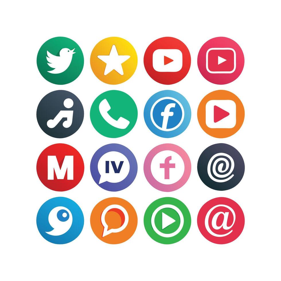 Social Media Icon Set Collection for websites and mobile applications. vector