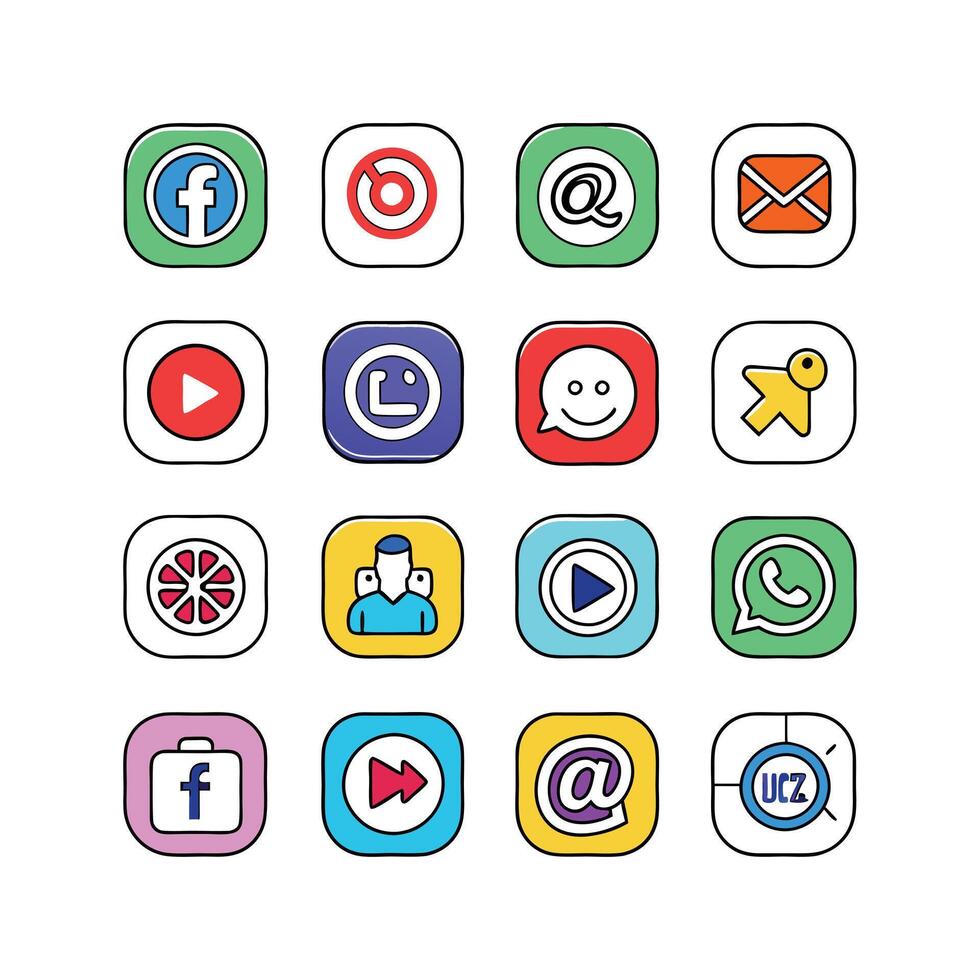 Social Media Icon Set Collection for websites and mobile applications. vector