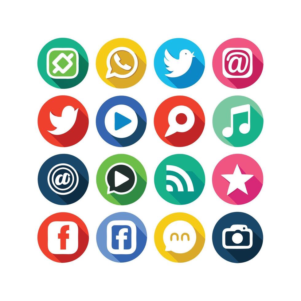 Social Media Icon Set Collection for websites and mobile applications. vector