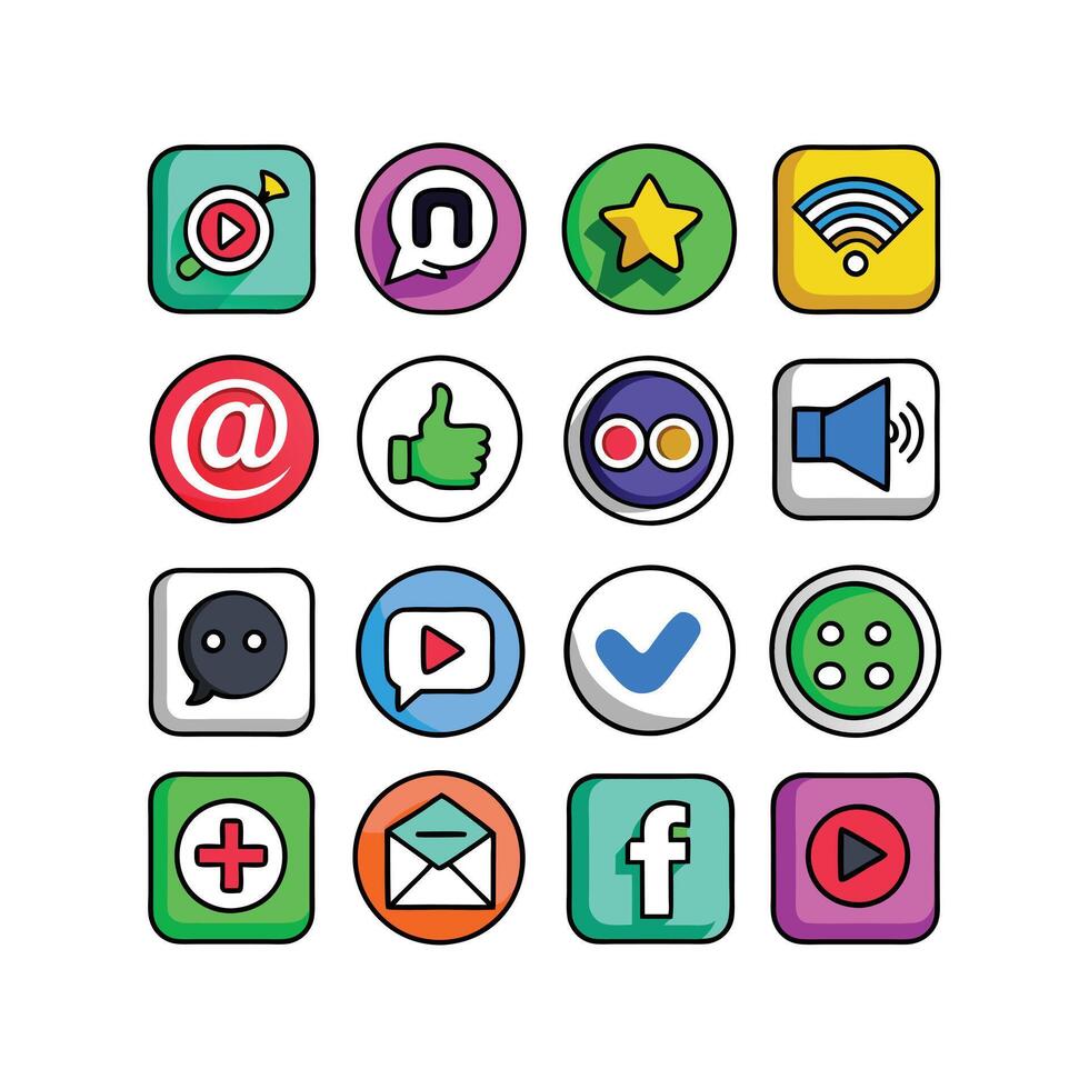 Social Media Icon Set Collection for websites and mobile applications. vector