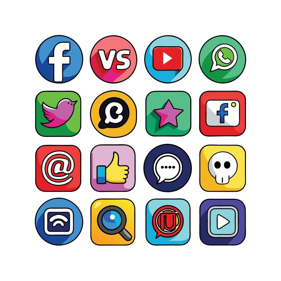 Social Media Icon Set Collection for websites and mobile applications. vector