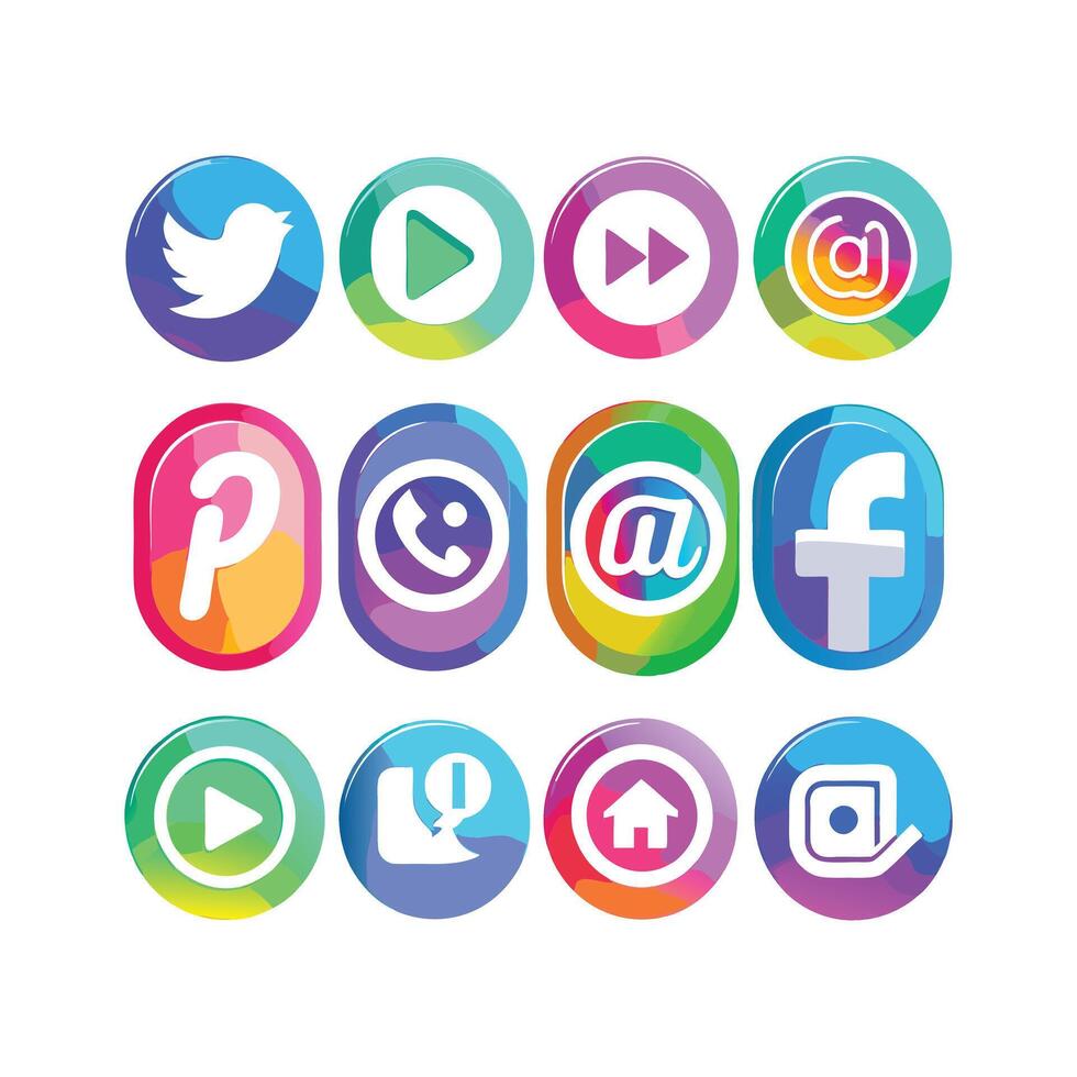 Social Media Icon Set Collection for websites and mobile applications. vector
