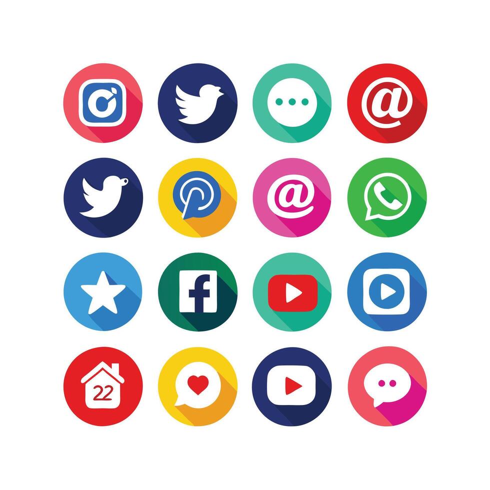 Social Media Icon Set Collection for websites and mobile applications. vector