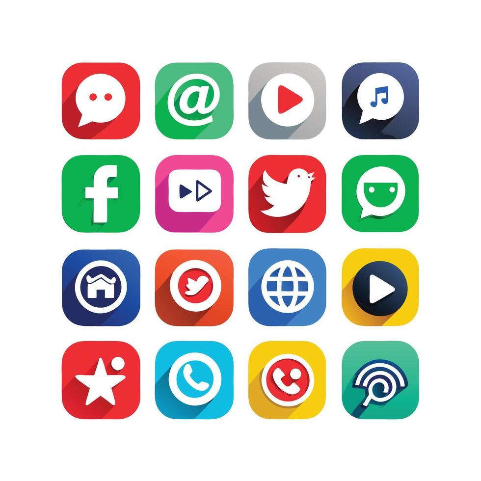 Social Media Icon Set Collection for websites and mobile applications. vector