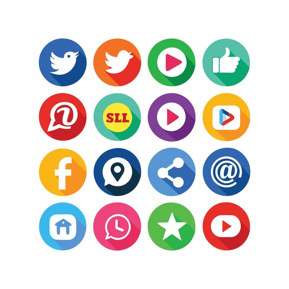 Social Media Icon Set Collection for websites and mobile applications. vector