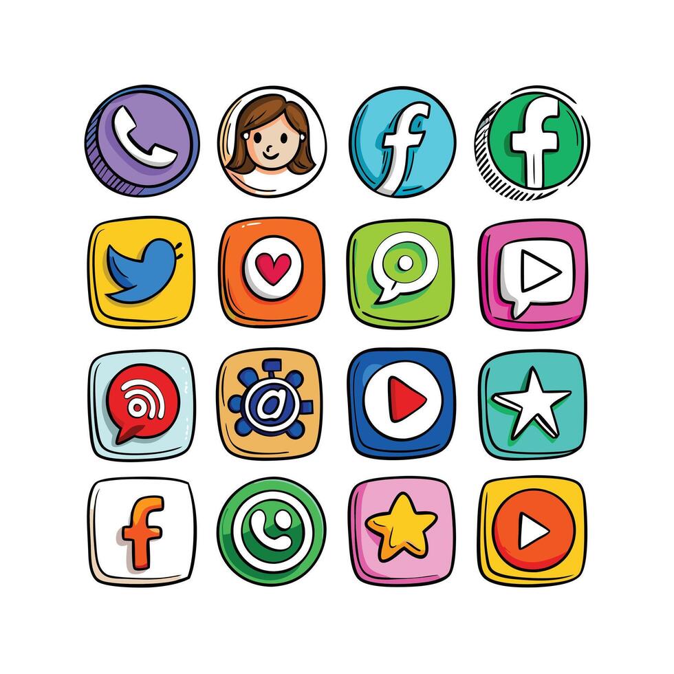 Social Media Icon Set Collection for websites and mobile applications. vector