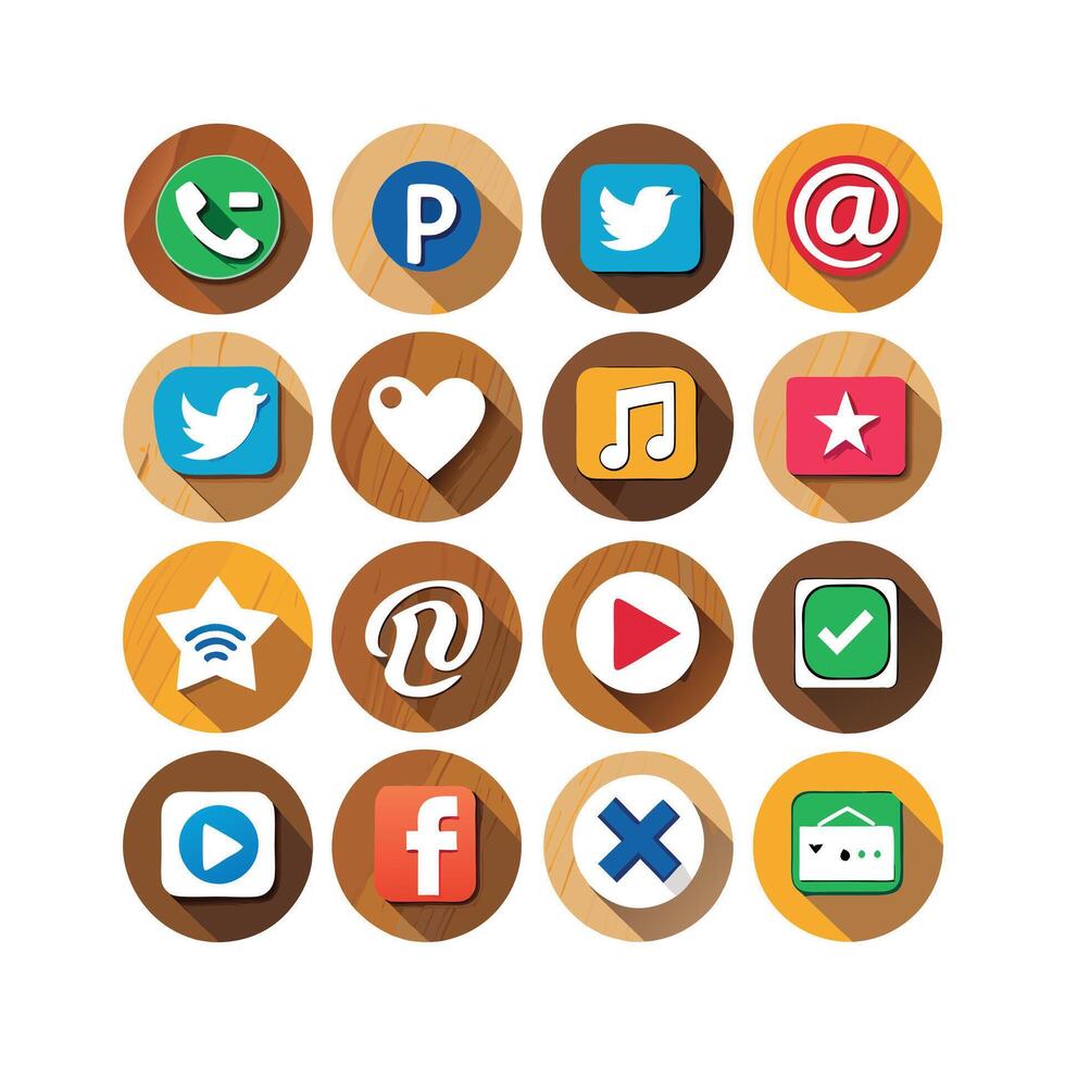 Social Media Icon Set Collection for websites and mobile applications. vector