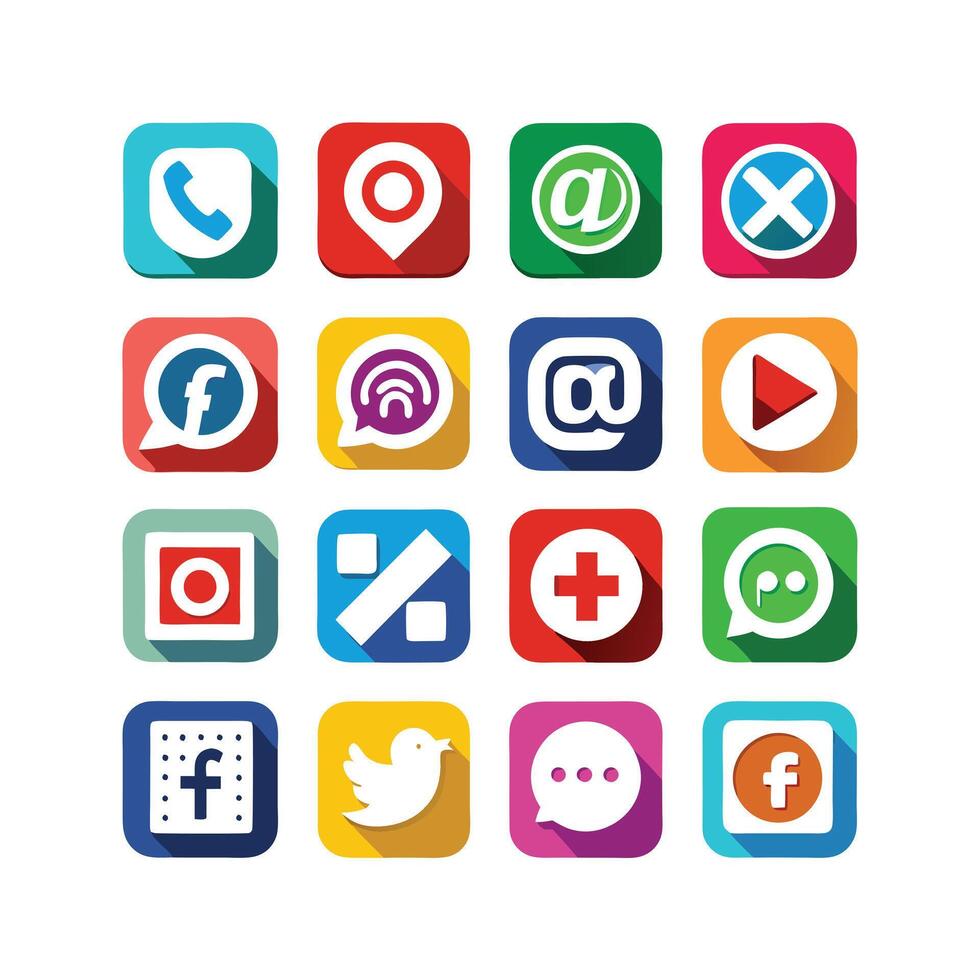 Social Media Icon Set Collection for websites and mobile applications. vector