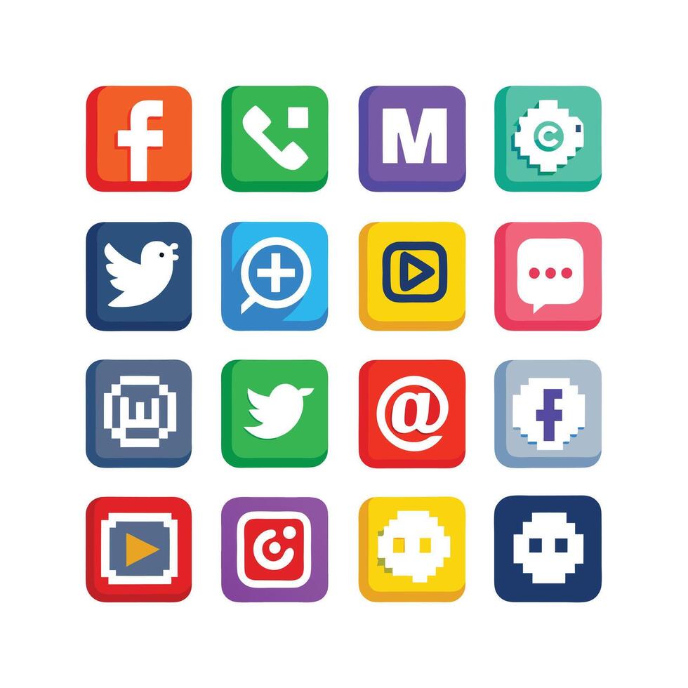 Social Media Icon Set Collection for websites and mobile applications. vector