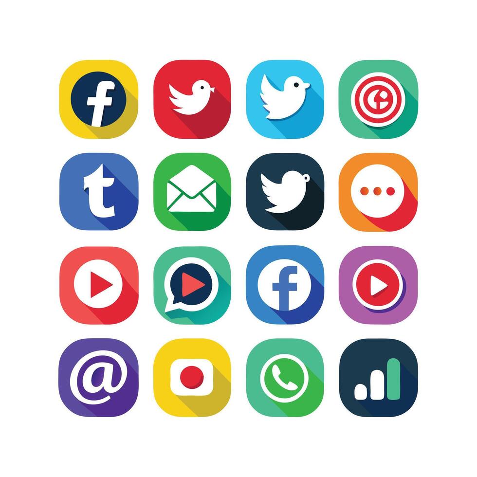Social Media Icon Set Collection for websites and mobile applications. vector