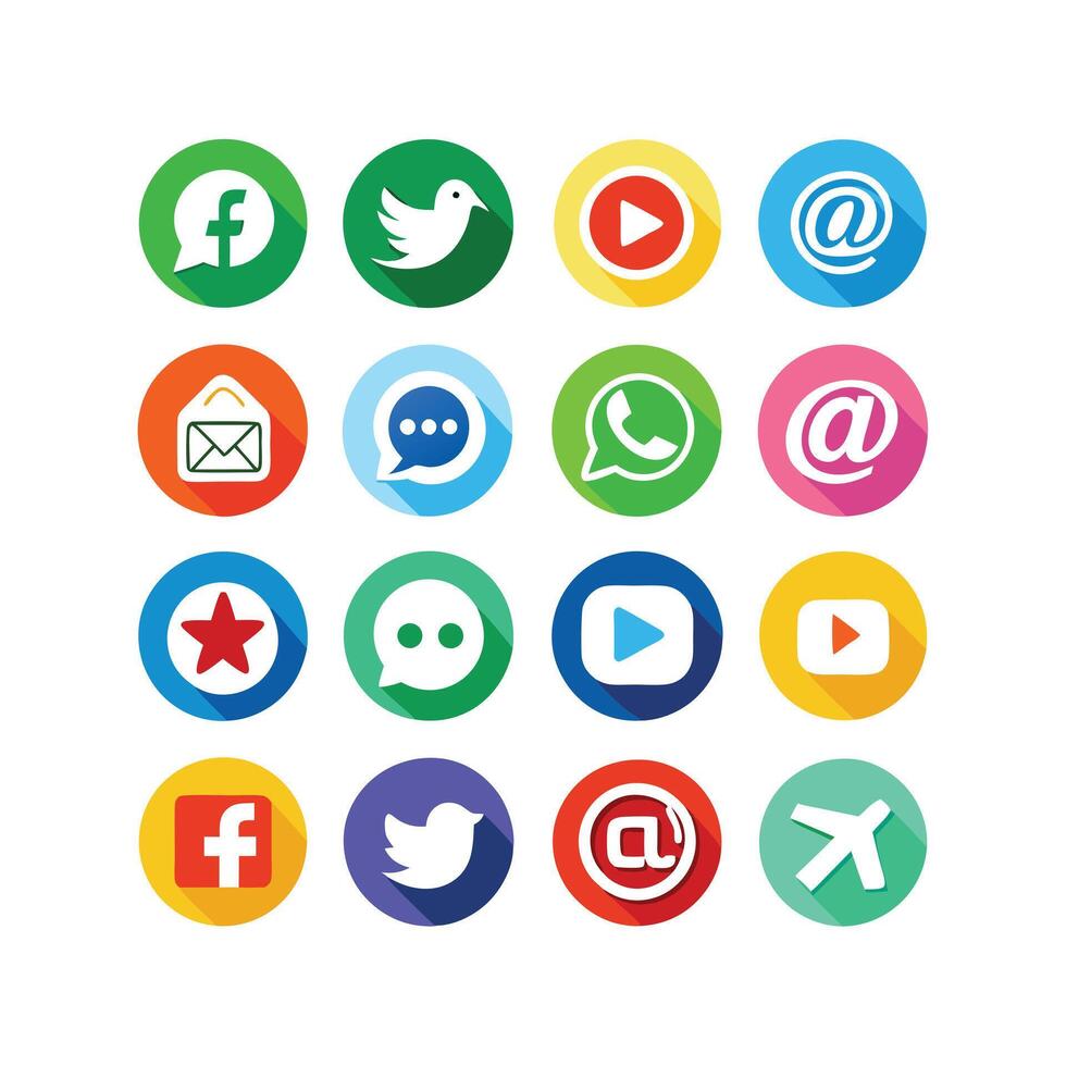 Social Media Icon Set Collection for websites and mobile applications. vector