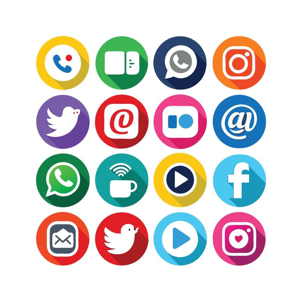 Social Media Icon Set Collection for websites and mobile applications. vector